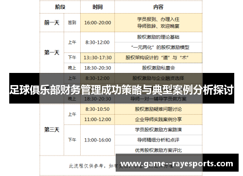 足球俱乐部财务管理成功策略与典型案例分析探讨